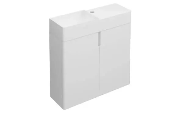 Mueble B-Best 60 cm con lavabo porcelana, 2 cajones blanco brillo