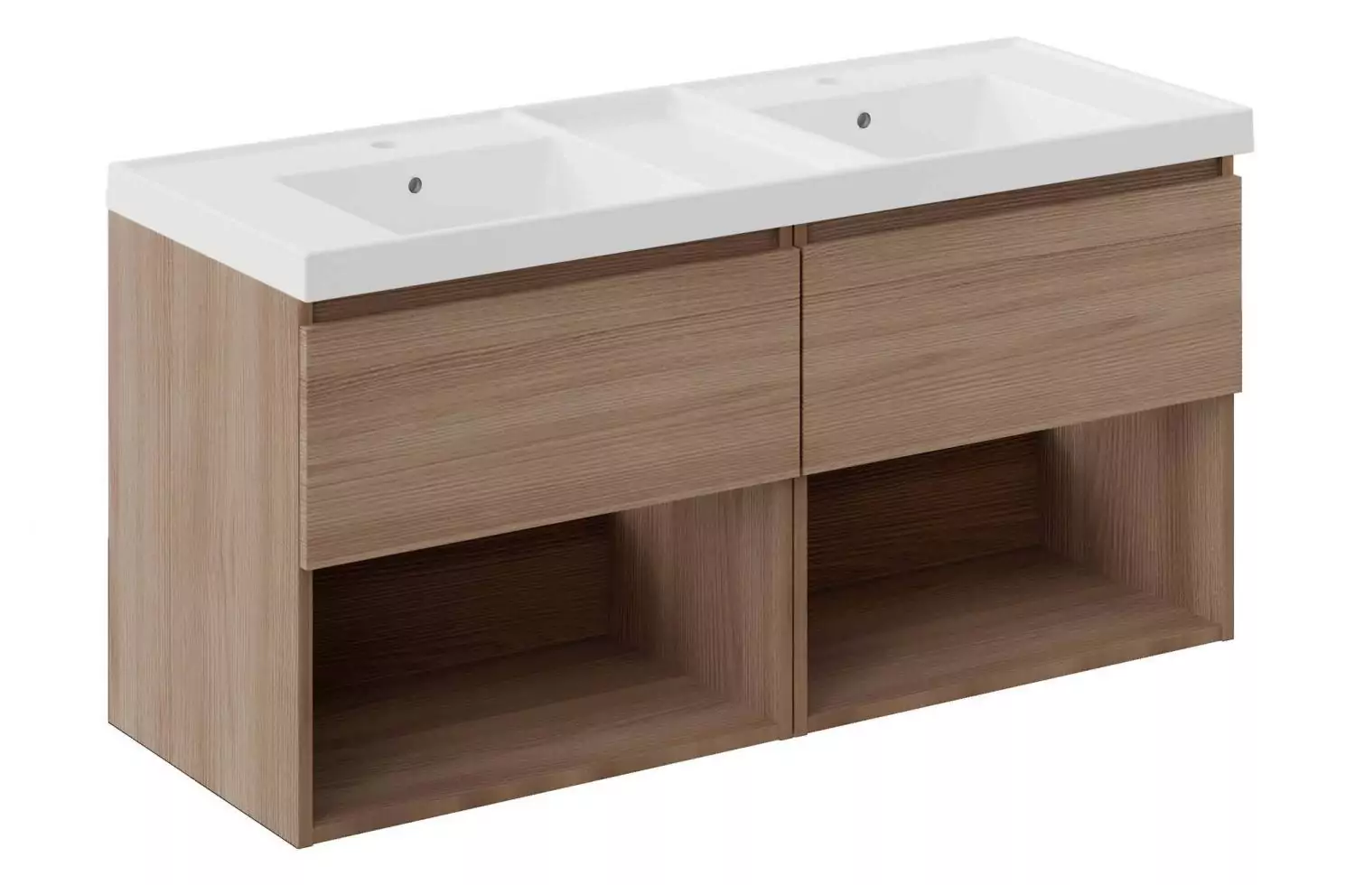 Mueble B-Best de 120 cm nogal natural con 2 cajones y lavabo doble Teckstone Bath+ en Minspira