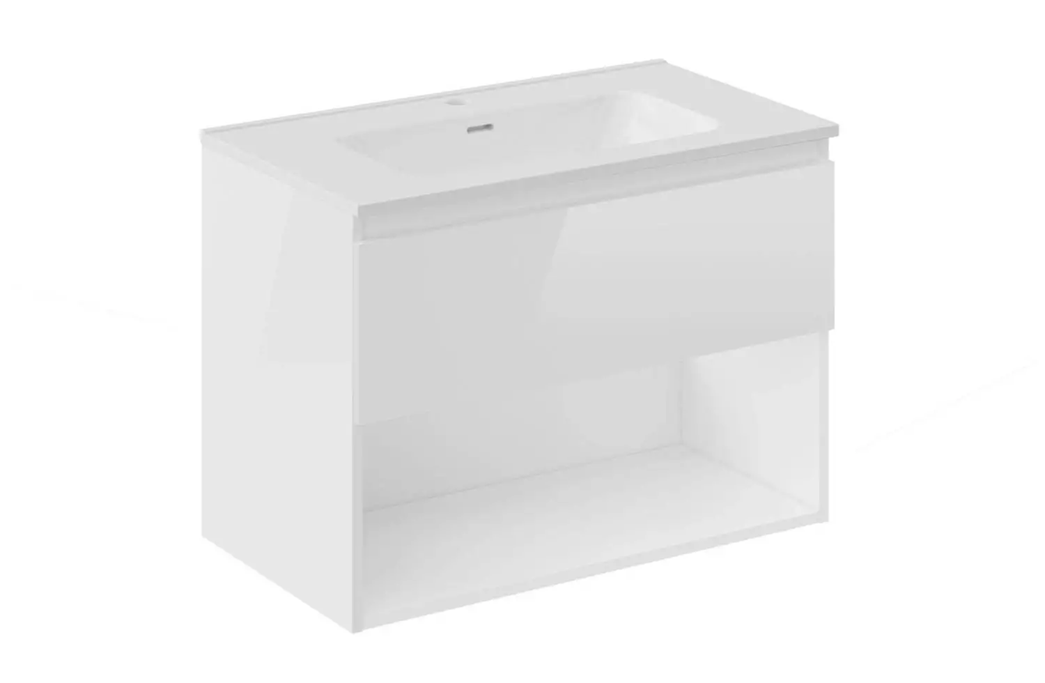 Mueble B-Best de 80 cm blanco brillo con 1 cajón y lavabo de porcelana Bath+